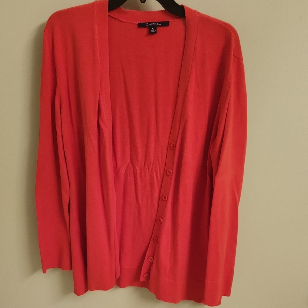 Chadwicks Vibrant Orange Cardigan Sweater